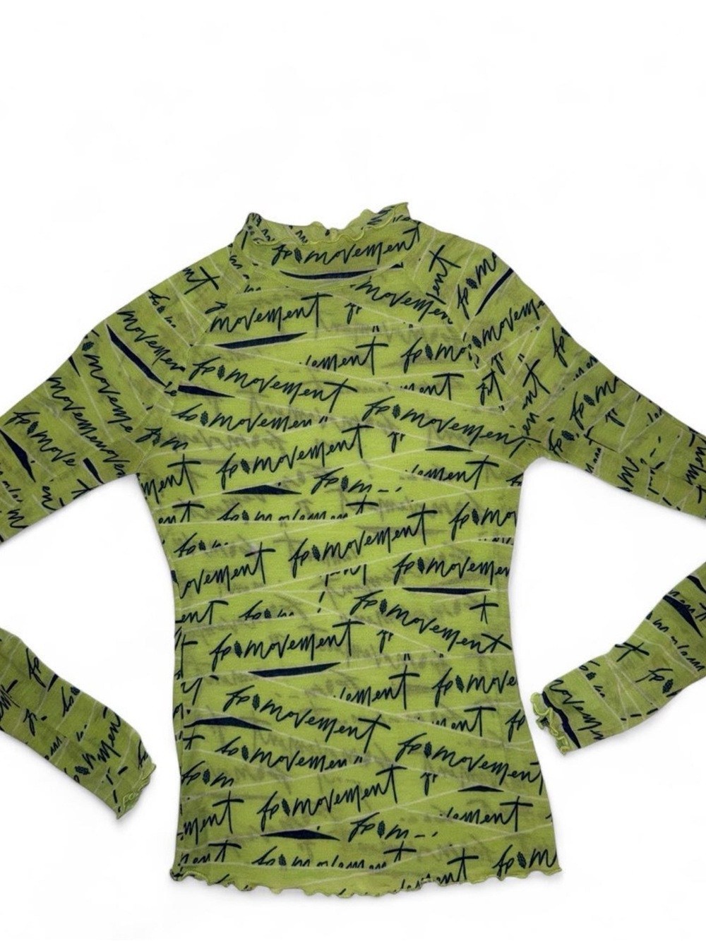FP Movement by Free People Green Script-Print Long Sleeve Tee